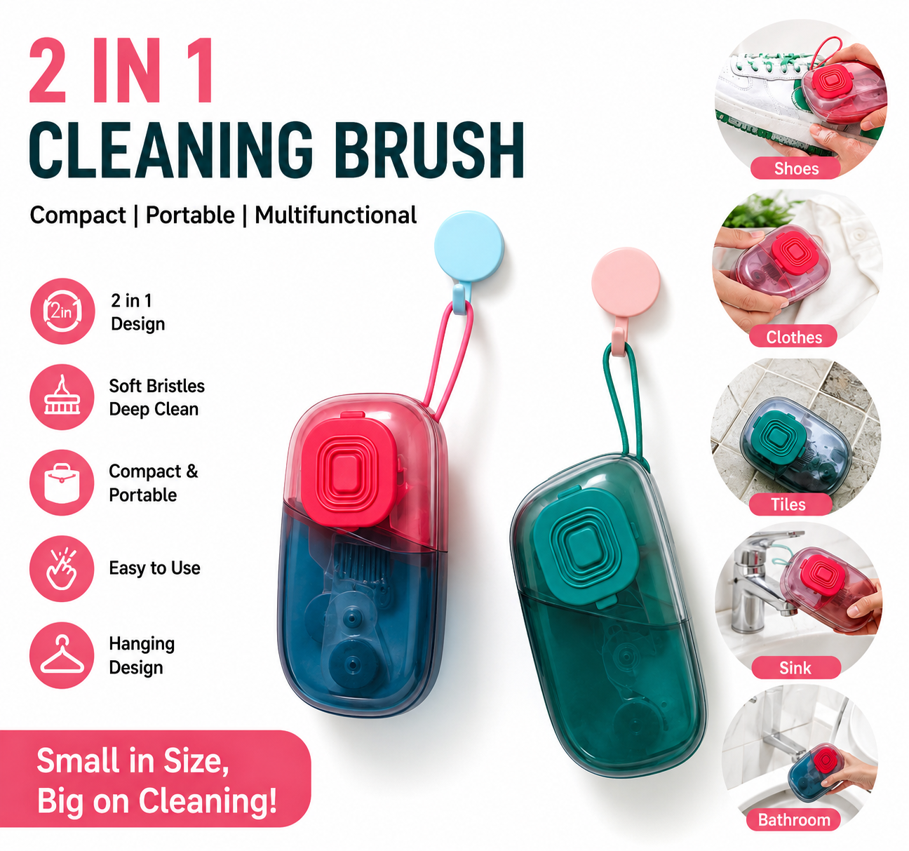 2-in-1 Portable Cleaning Brush with Soap Dispenser
